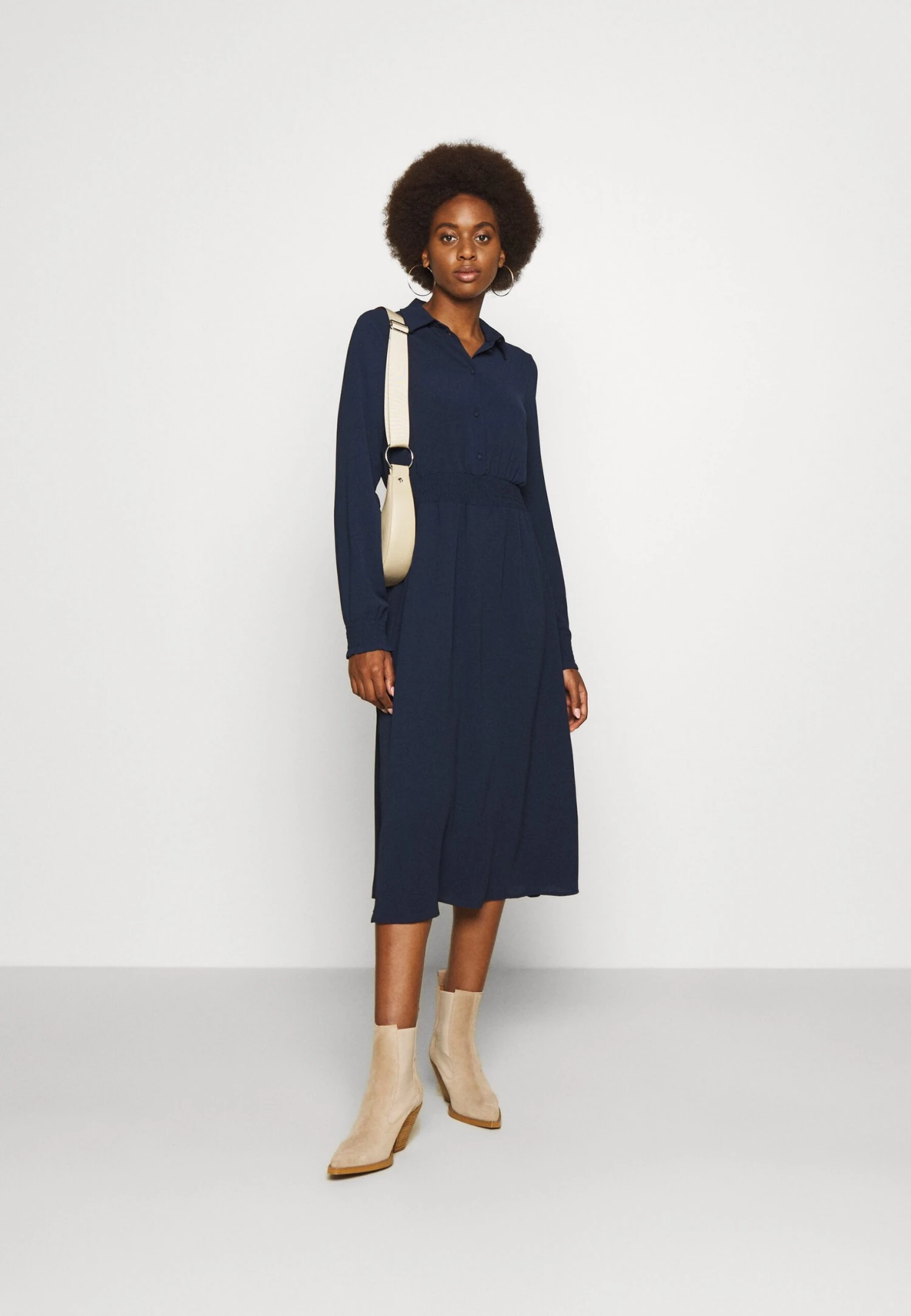 Vero Moda Tall Vmsaga Smock Calf Dress - Robe Longue - Navy Blazer – Image 2