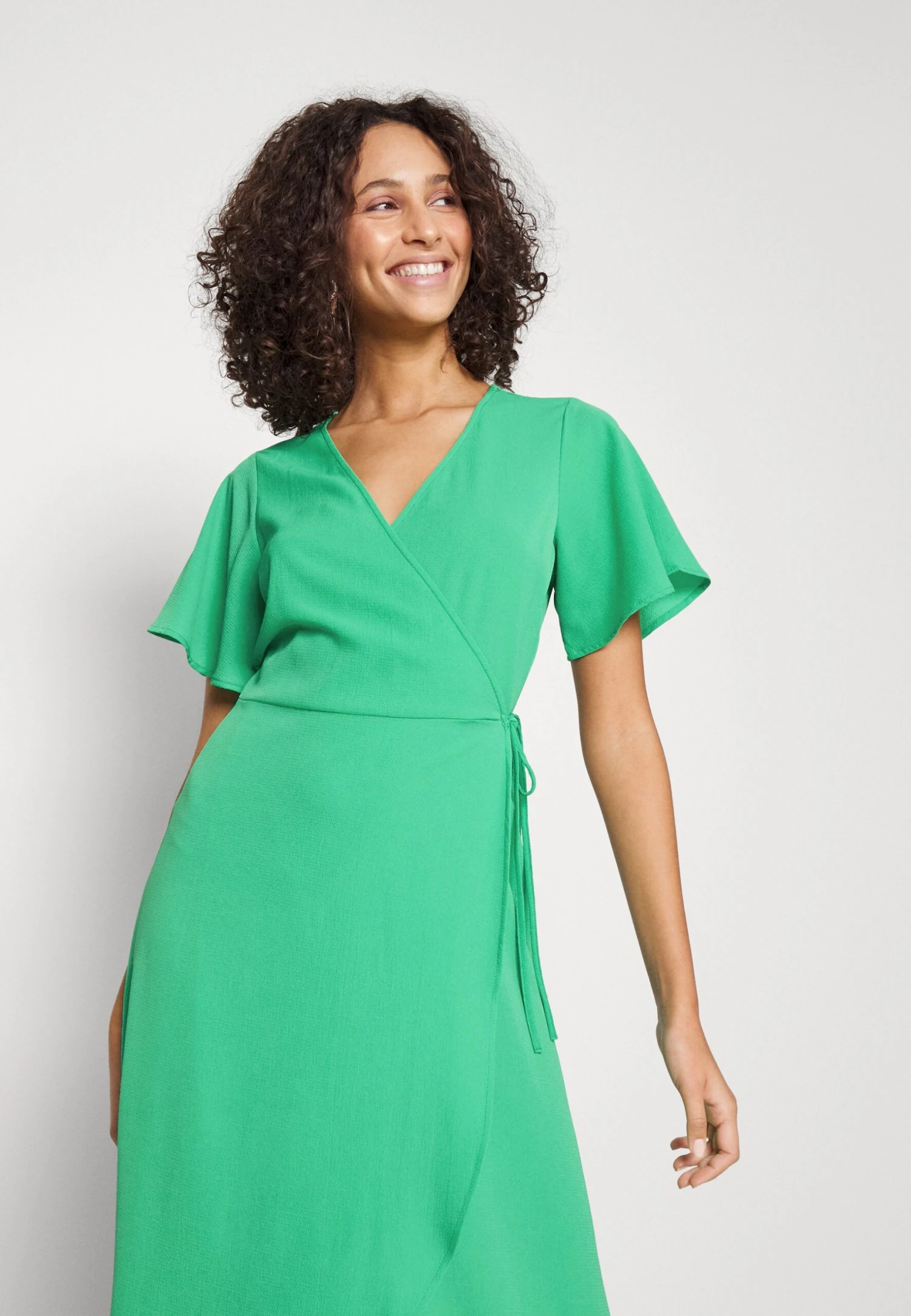 Vero Moda Tall Vmsaki Calf Wrap Dress - Robe De Jour - Bright Green – Image 4
