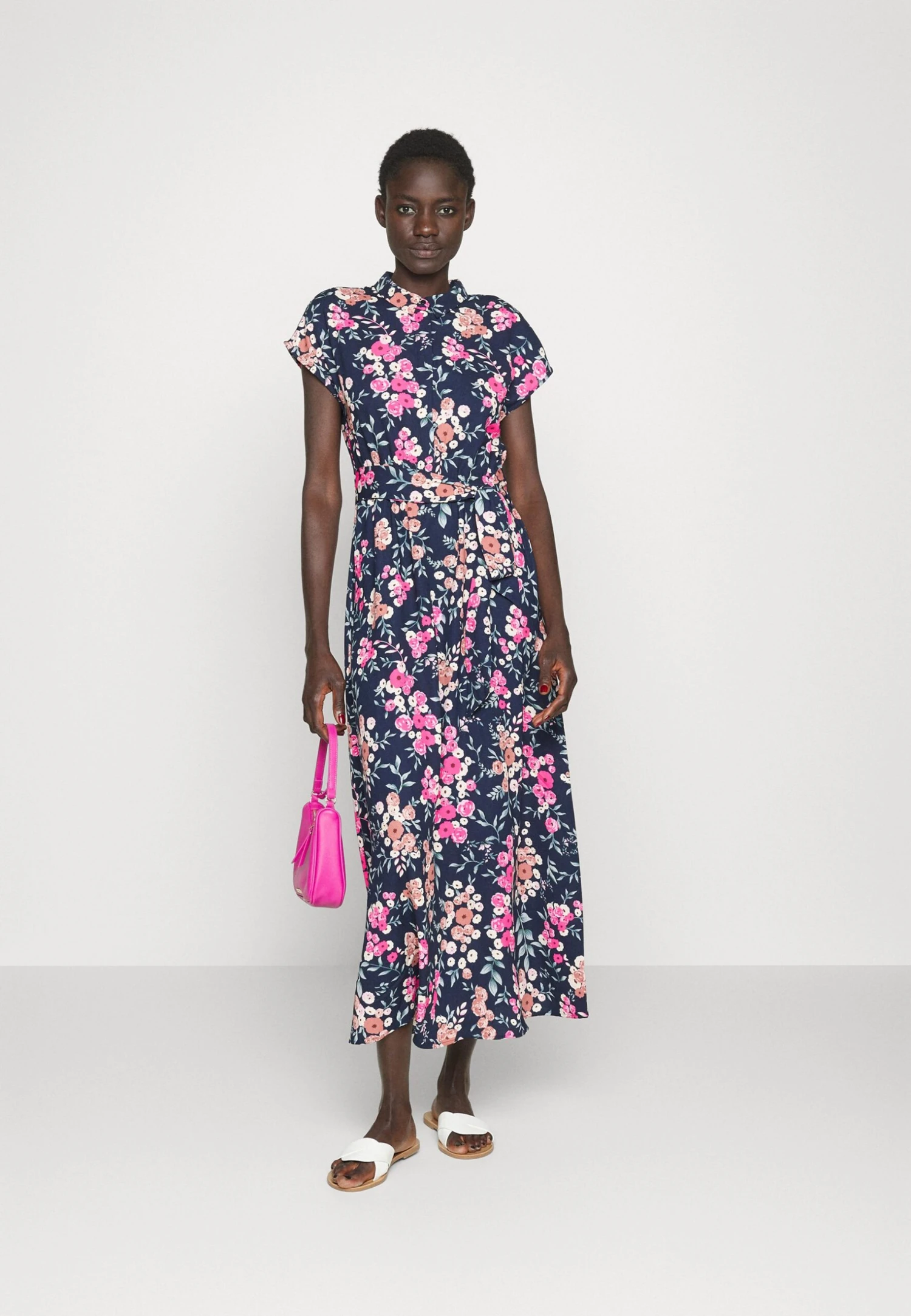 Vero Moda Tall Vmhallie Long Tie Dress - Robe Chemise - Navy Blazer/Small Rose – Image 2