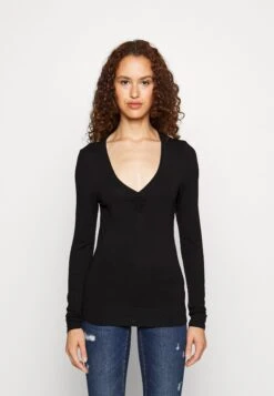 Vero Moda Tall Vmalberte V Neck - T-Shirt À Manches Longues - Black