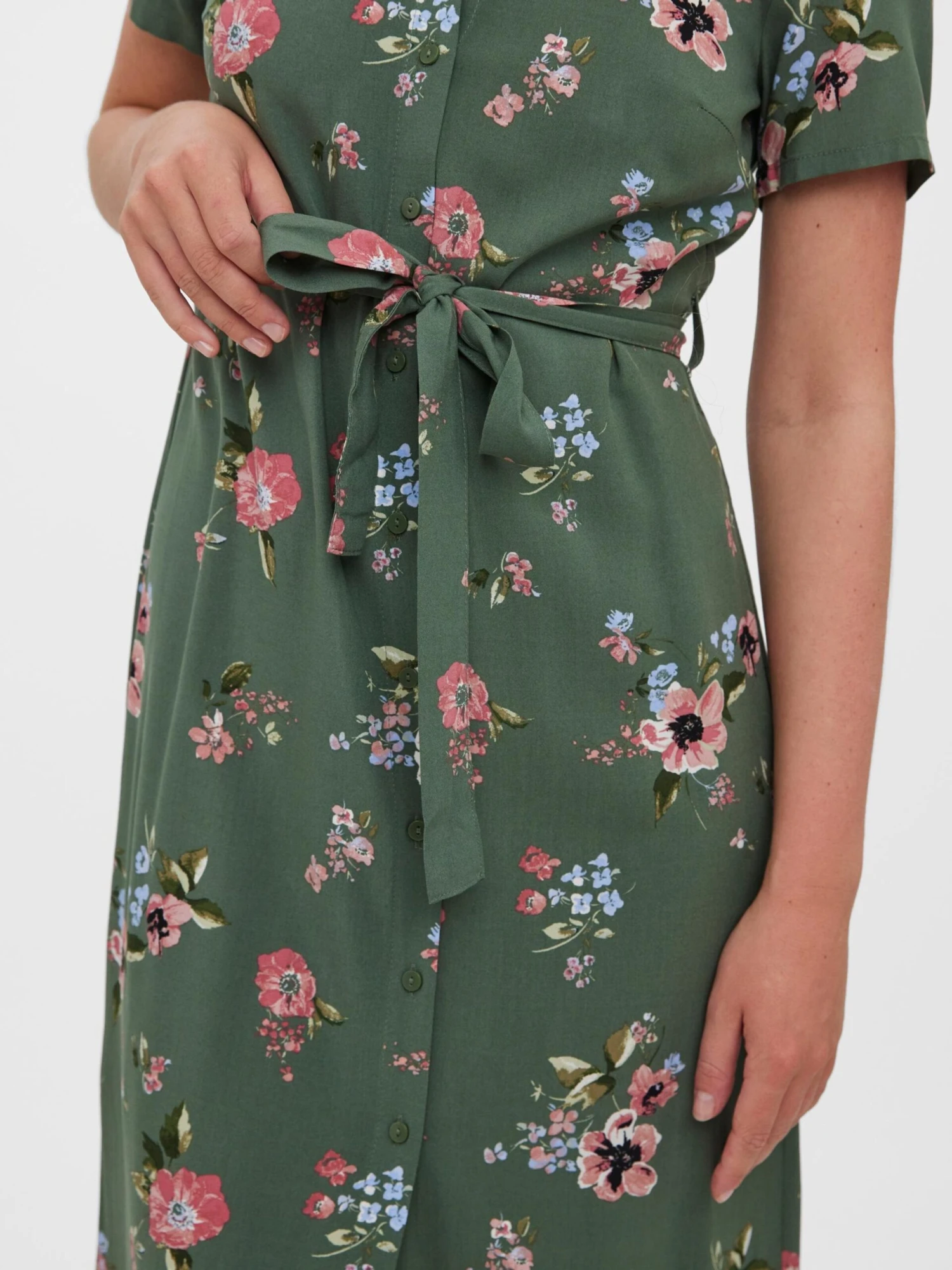 Vero Moda Tall Robes Fluides Robe-chemise Femme Kaki / Vert Foncé – Image 7