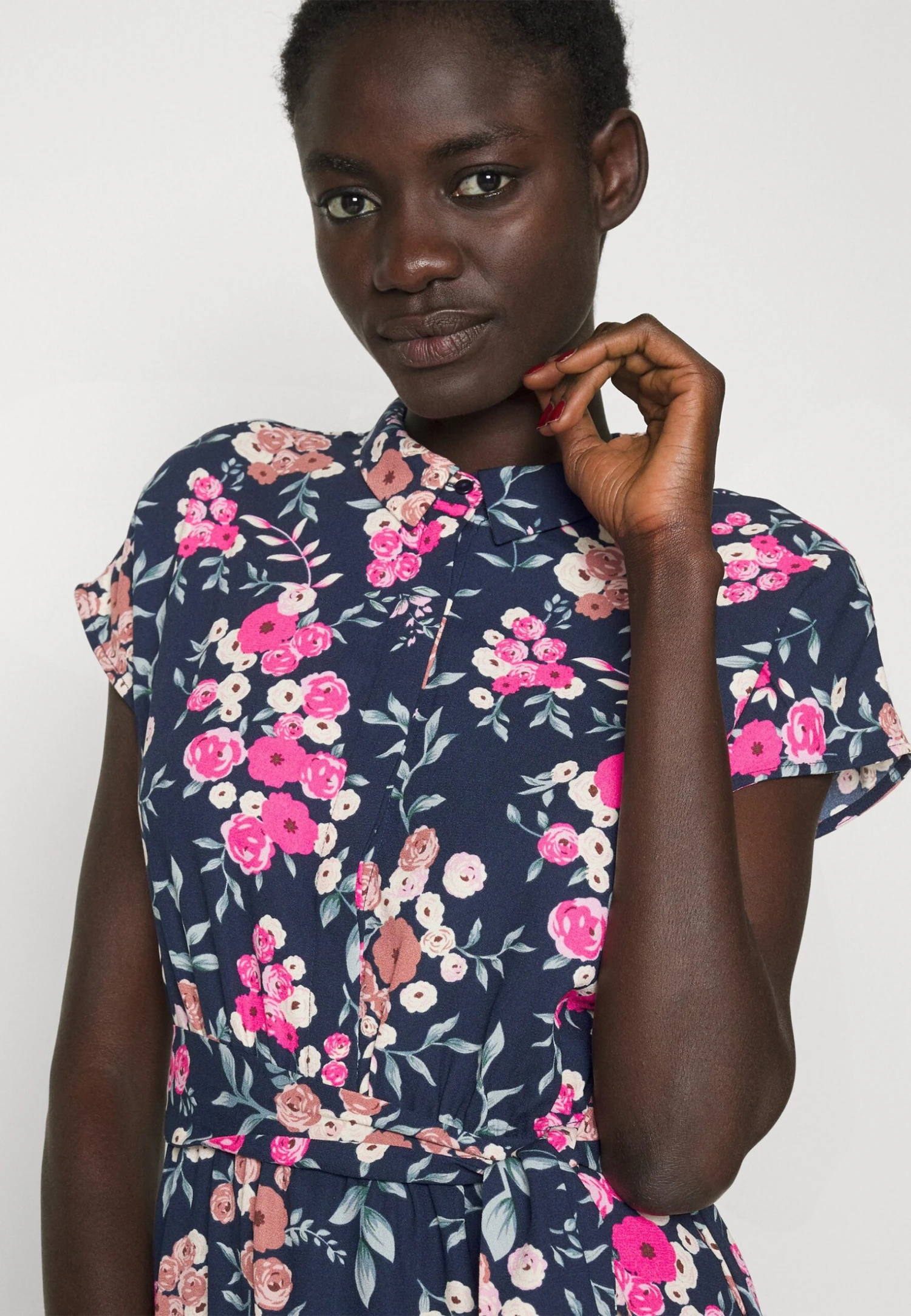 Vero Moda Tall Vmhallie Long Tie Dress - Robe Chemise - Navy Blazer/Small Rose – Image 5