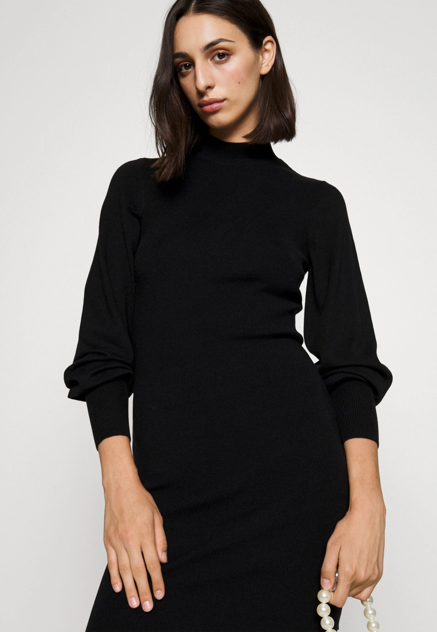 Vero Moda Tall Vmhollykarispuff Highneck Dress - Robe Pull - Black – Image 5