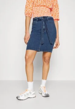 Vero Moda Tall Vmcamilla Short Paperbag - Jupe Trapèze - Medium Blue Denim