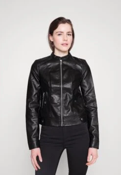 Vero Moda Tall Vmlove Lavine Short Coated Jacket - Veste En Similicuir - Black