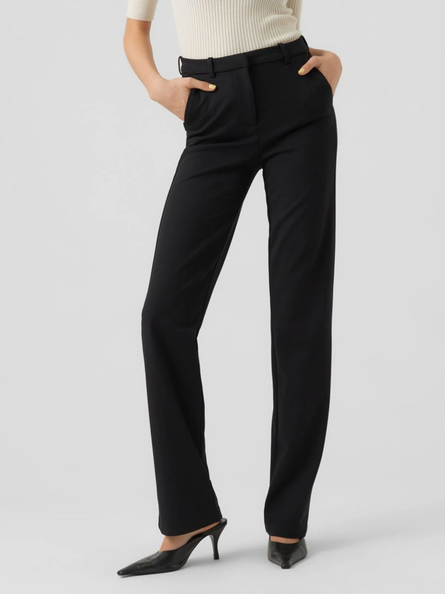 Vero Moda Tall Pantalons En Toile Coupe Slim Pantalon Zamira Femme Noir – Image 3