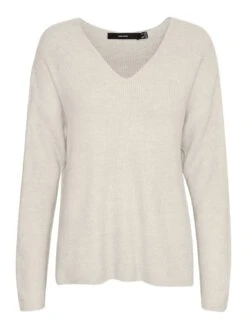 Vero Moda Tall Vmcrewlefile V-Neck - Pullover - Birch/Melange