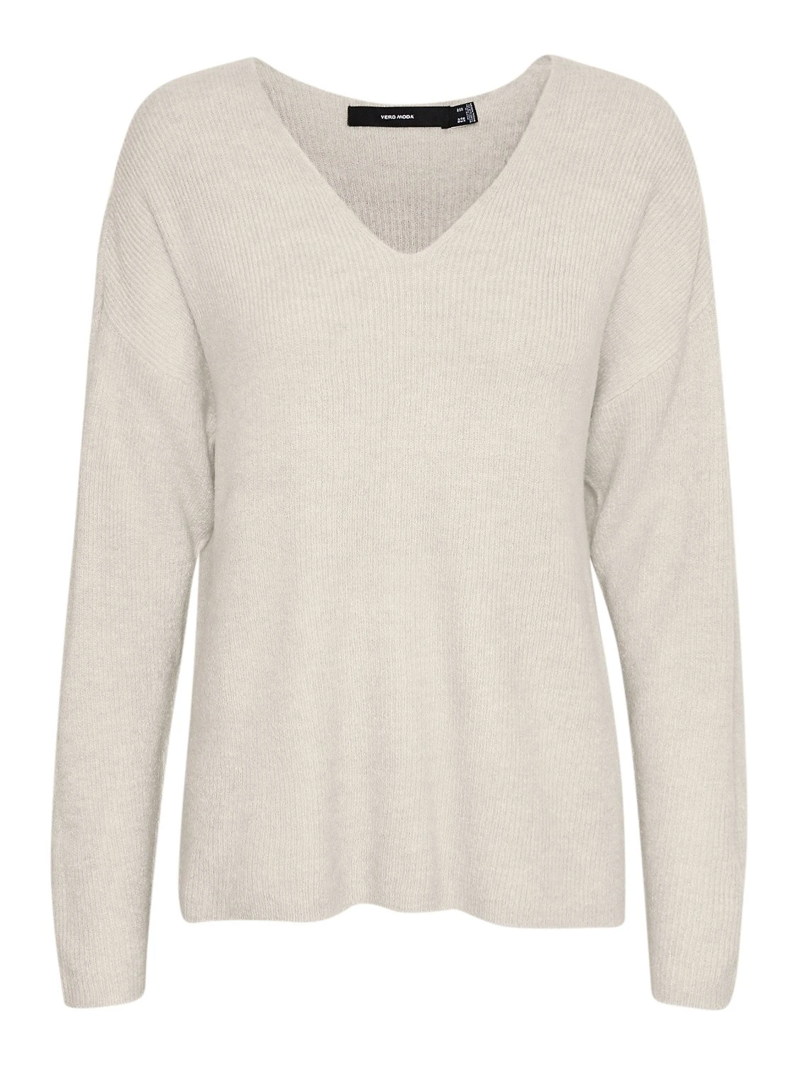 Vero Moda Tall Vmcrewlefile V-Neck - Pullover - Birch/Melange