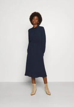 Vero Moda Tall Vmsaga Smock Calf Dress - Robe Longue - Navy Blazer