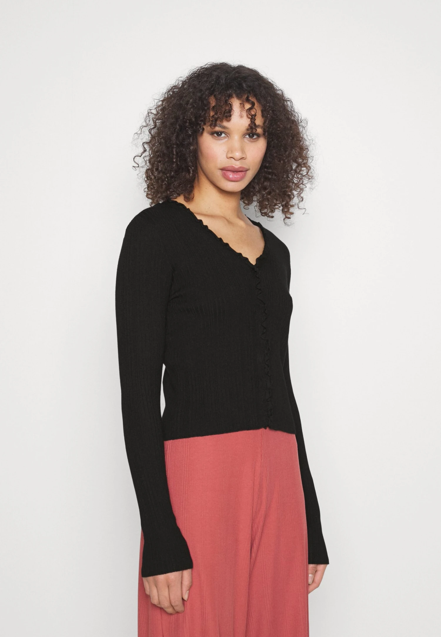 Vero Moda Tall Vmwillow Frill Cardigan - Gilet - Black