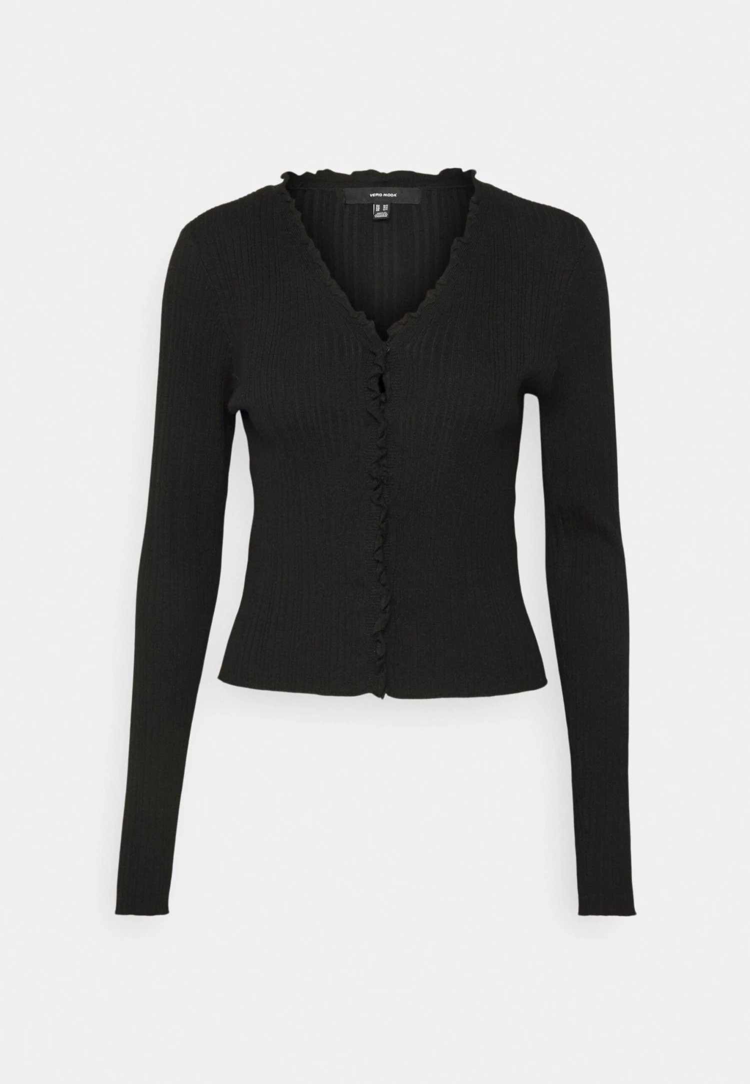 Vero Moda Tall Vmwillow Frill Cardigan - Gilet - Black – Image 6
