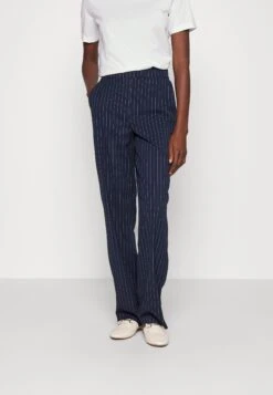 Vero Moda Tall Vmcookielis Wide Pinstripe Pant - Pantalon Classique - Navy Blazer/Birch
