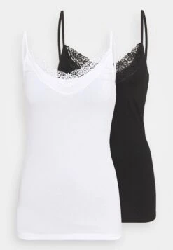 Vero Moda Tall Vminge Lace Singlet 2 Pack - Débardeur - Black/Bright White