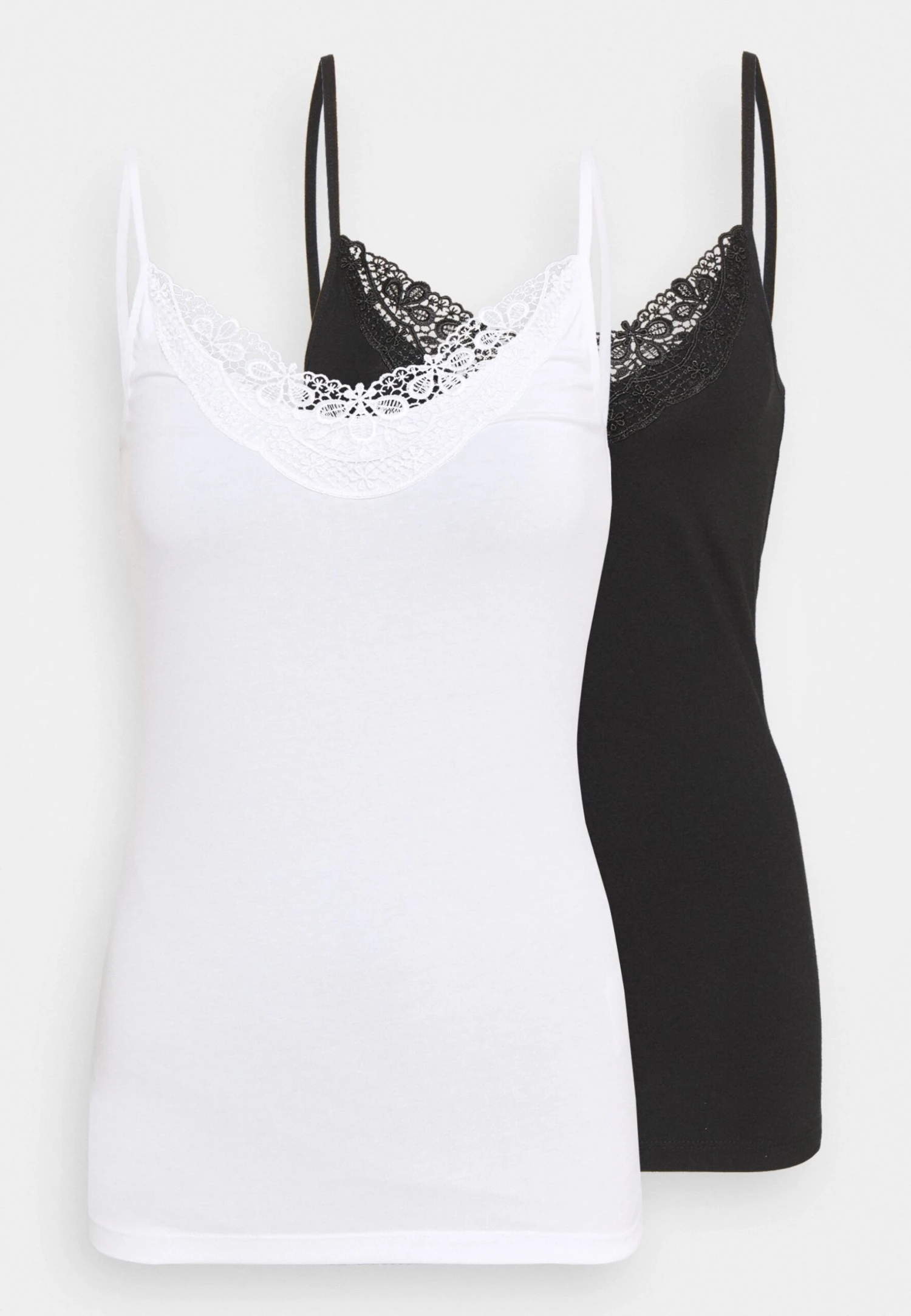 Vero Moda Tall Vminge Lace Singlet 2 Pack - Débardeur - Black/Bright White