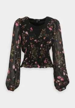 Vero Moda Tall Vmrosa V Neck Smock - Blouse - Black/Pink