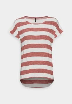 Vero Moda Tall Vmwide Stripe - T-Shirt Imprimé - Marsala/Snow White