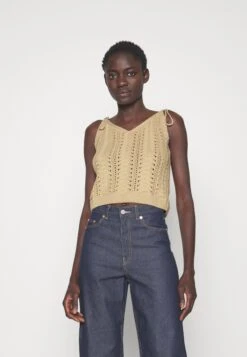 Vero Moda Tall Vmpointelle Tie Strap - Débardeur - Irish Cream