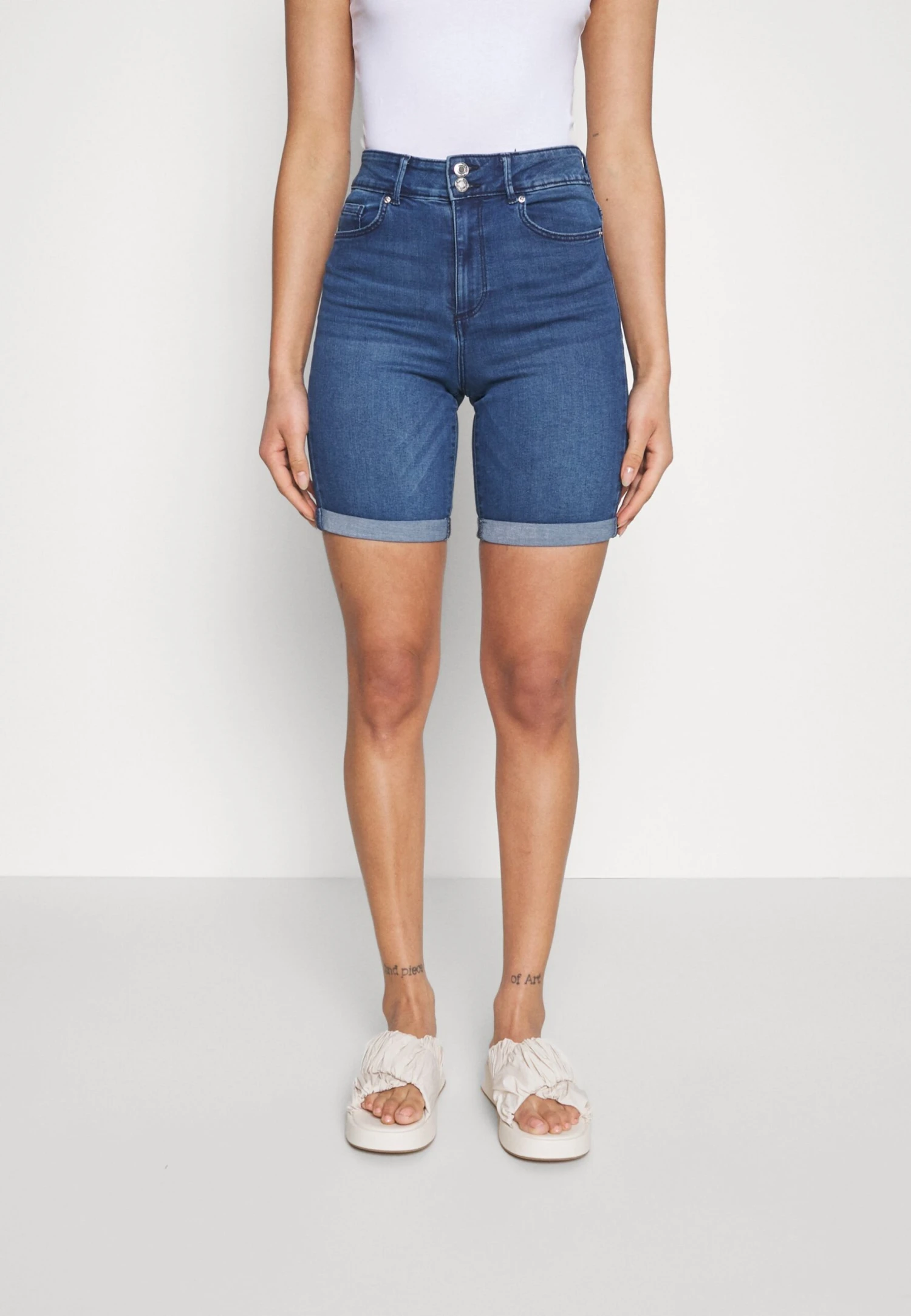 Vero Moda Tall Vmsophia Button - Short - Dark Blue Denim