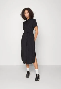 Vero Moda Tall Vmqueeny Calf Shirt Dress - Robe Chemise - Black