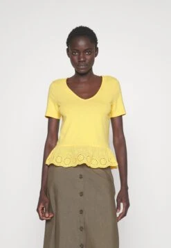 Vero Moda Tall Vmemily Peplum V Neck - T-Shirt Imprimé - Golden Cream