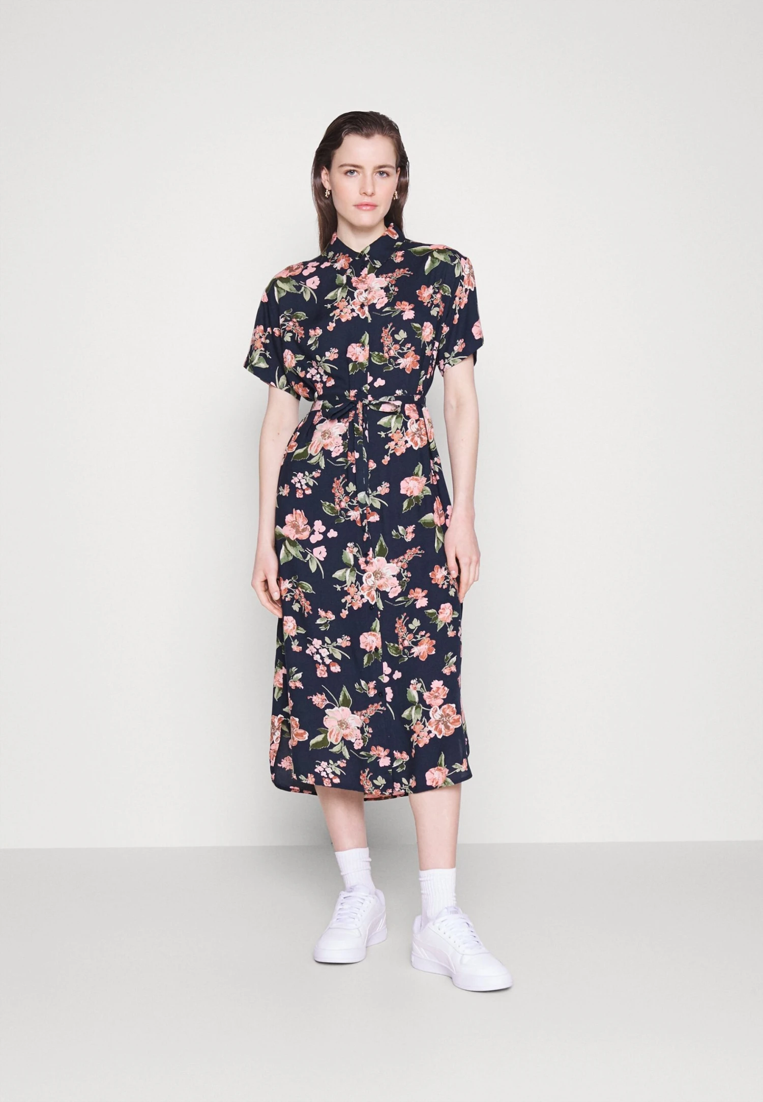 Vero Moda Tall Vmbumpy Calf Shirt Dress - Robe Chemise - Navy Blazer