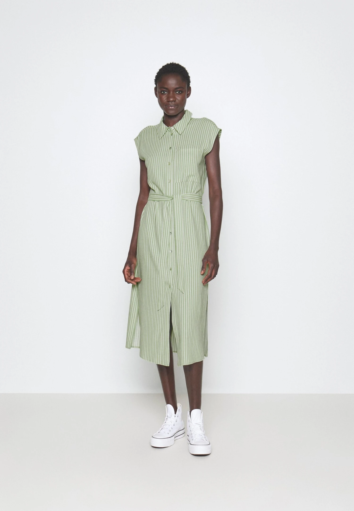 Vero Moda Tall Vmmymilo Calf Shirt Dress - Robe Chemise - Reseda/Snow White