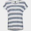 Vero Moda Tall Vmwide Stripe - T-Shirt Imprimé - China Blue/Snow White