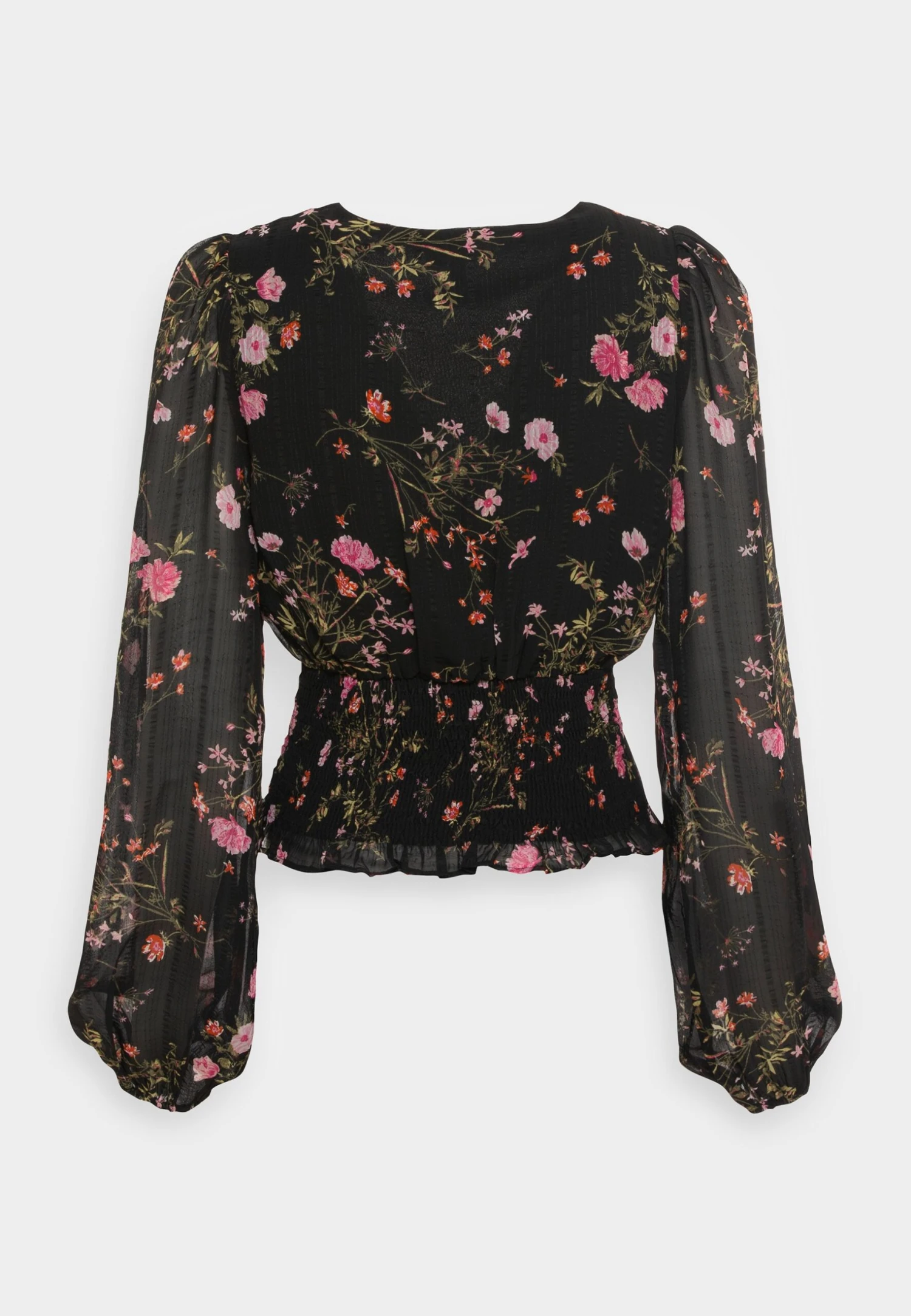 Vero Moda Tall Vmrosa V Neck Smock - Blouse - Black/Pink – Image 2