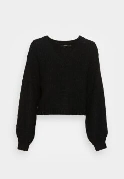 Vero Moda Tall Vmmaybe Cropped V Neck - Pullover - Black
