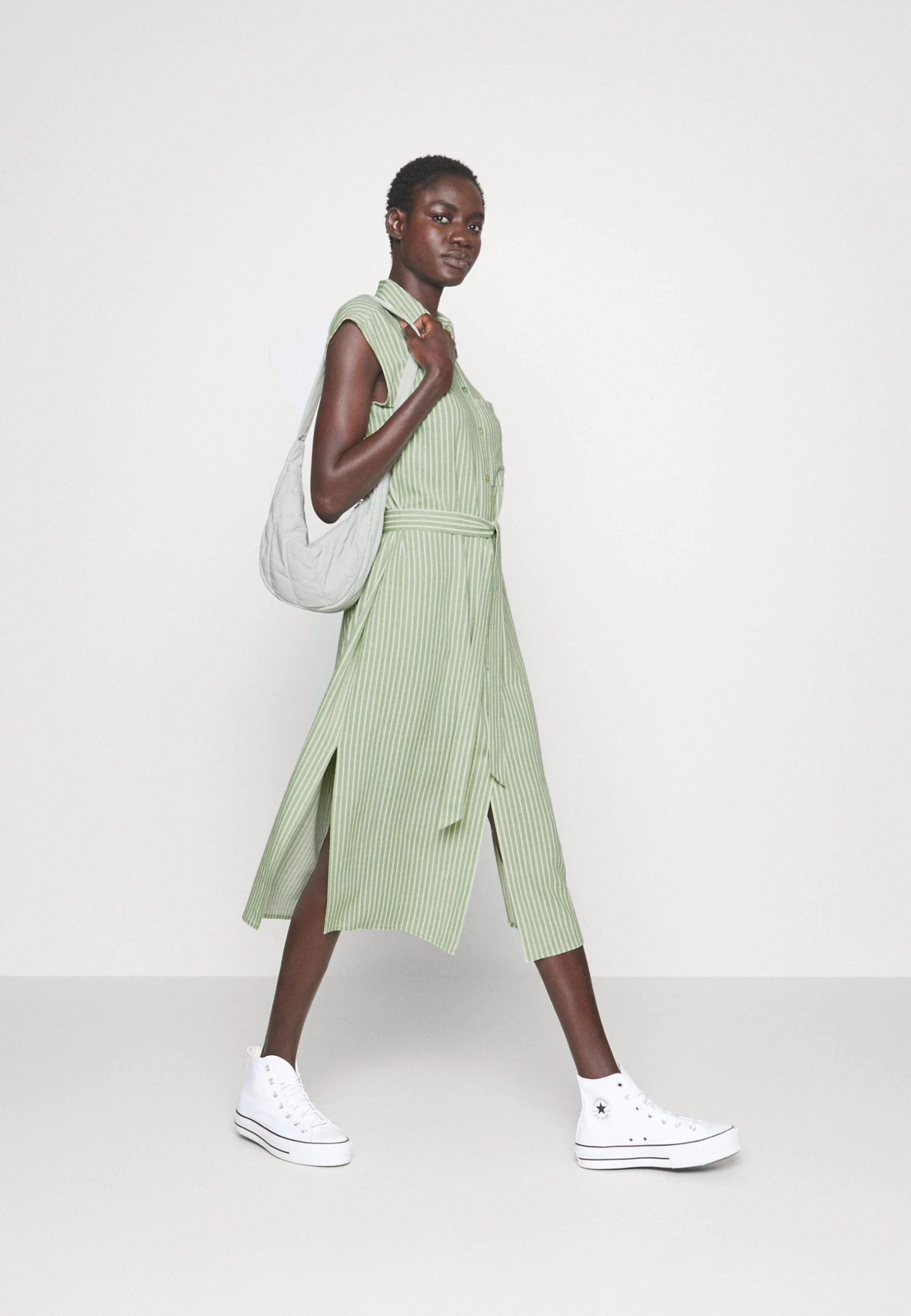 Vero Moda Tall Vmmymilo Calf Shirt Dress - Robe Chemise - Reseda/Snow White – Image 2