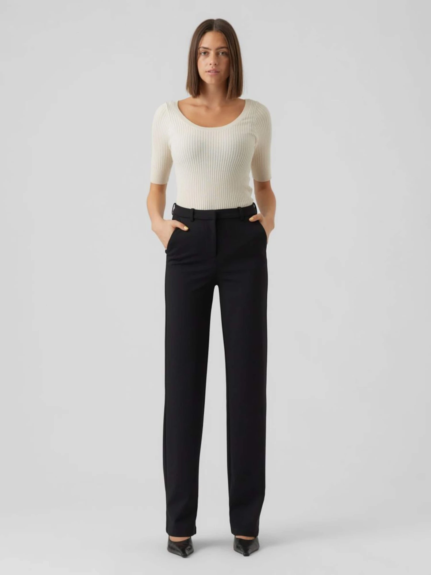 Vero Moda Tall Pantalons En Toile Coupe Slim Pantalon Zamira Femme Noir – Image 4